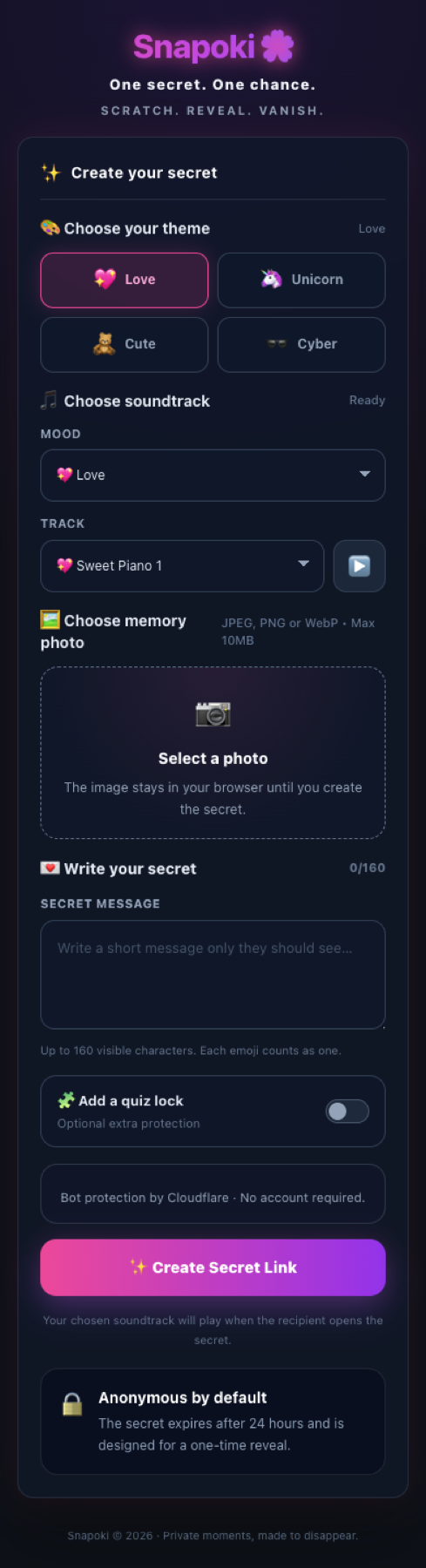 Create a Snapoki secret
