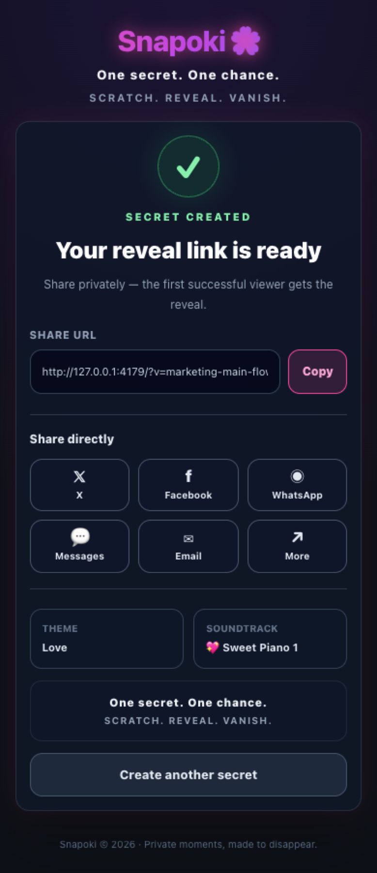 Share the generated Snapoki link